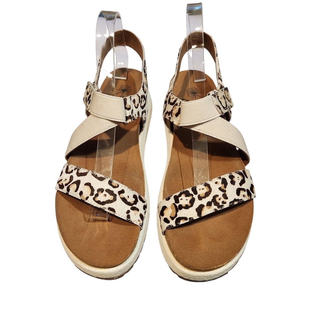 NWOB OTBT SIERRA LEOPARD PRINT CALF HAIR SANDSLS SZ 8.5
